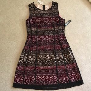 Pink and Black Lace Dress - New York & Company NEW